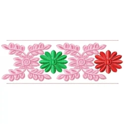 Seamless Flower Embroidery Border Pattern