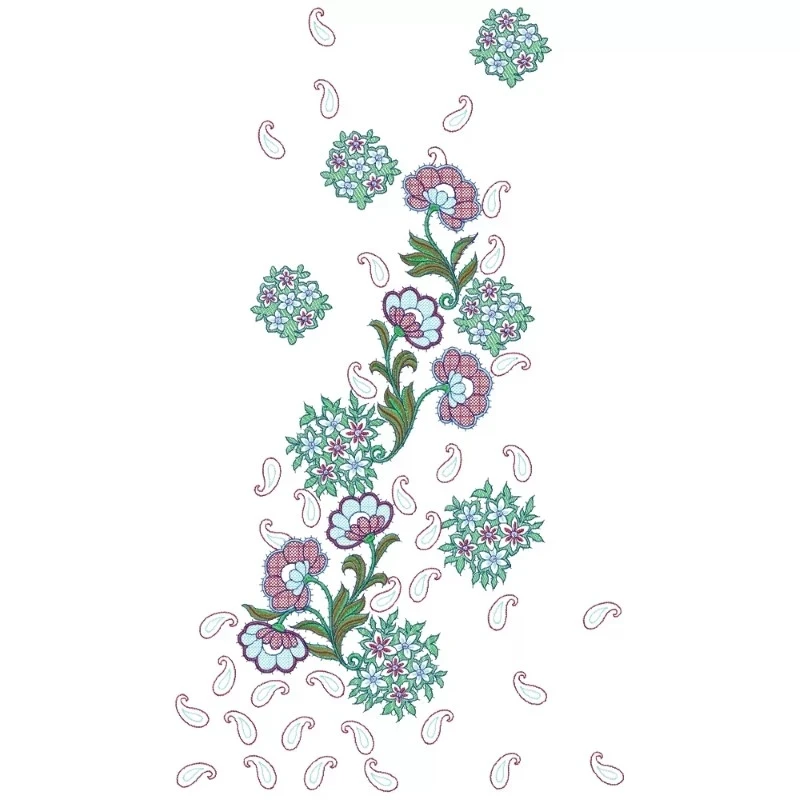 Sequin Paisley Embroidery Large Hoop Design