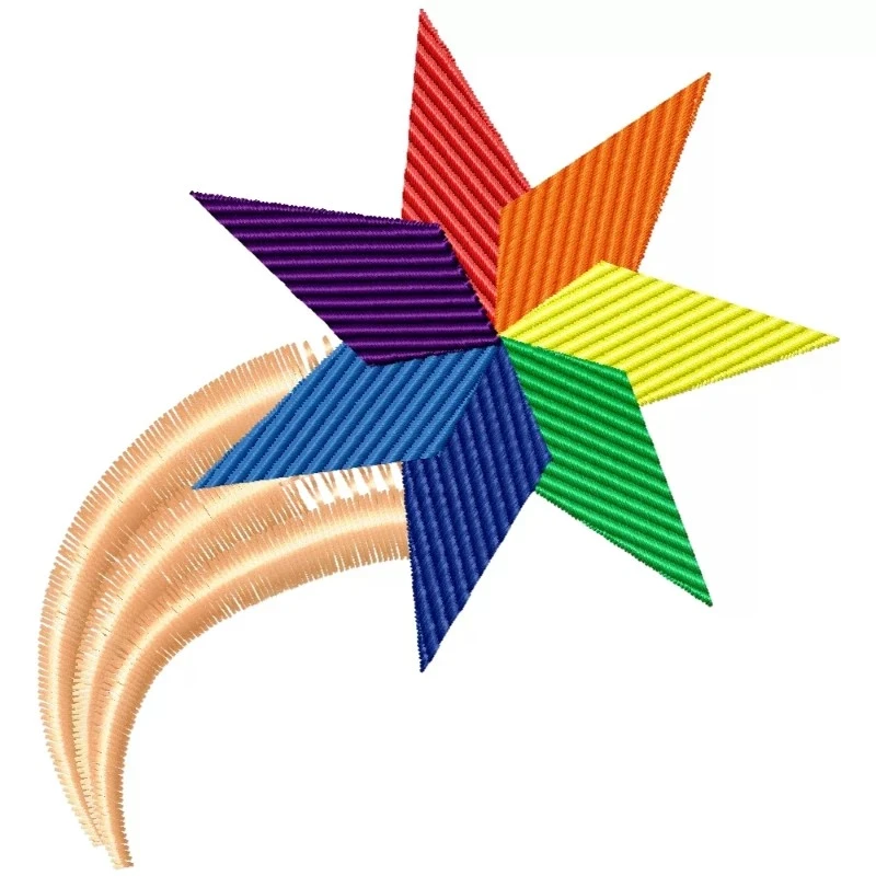 Shooting Rainbow Star Machine Embroidery Design
