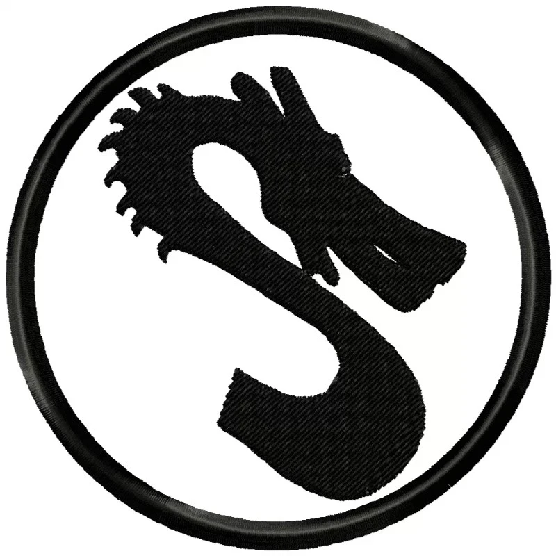 Silhouette Dragon Head Patch Embroidery Design