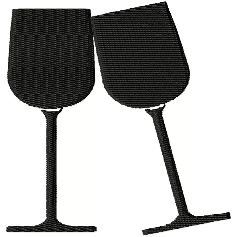 Silhouette Wine Glasse Embroidery Design