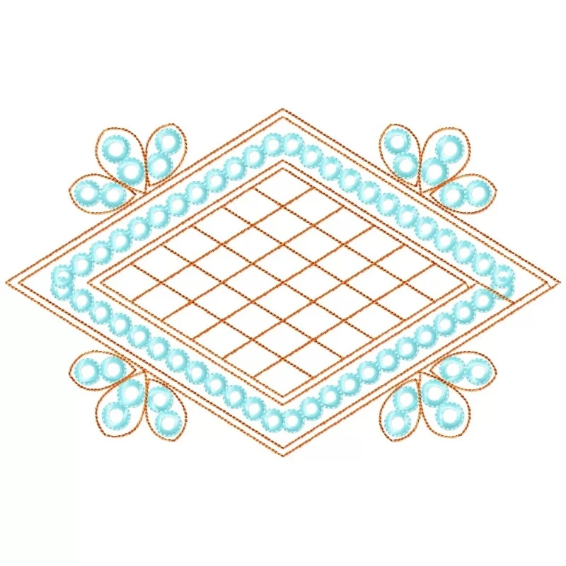 Simple 6X10 Daimond Shaped Floral Embroidery Design