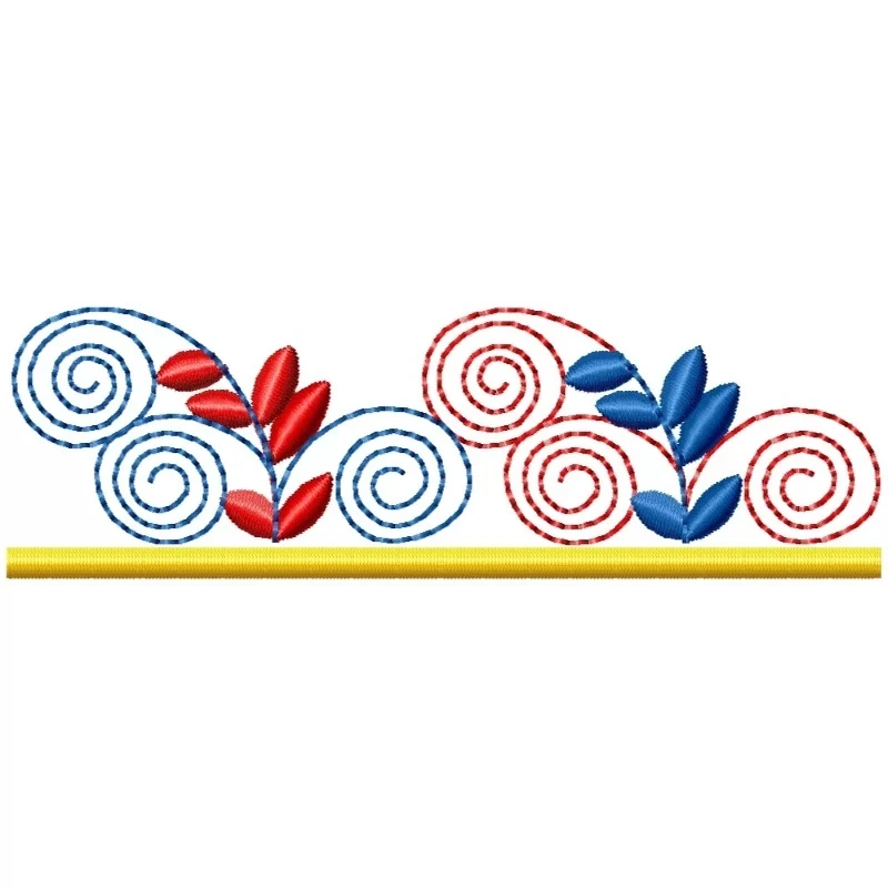 Simple Continous Leaf Embroidery Border Design