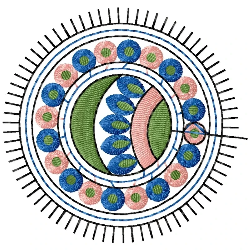 Simple Filled Circle Outline Embroidery Design