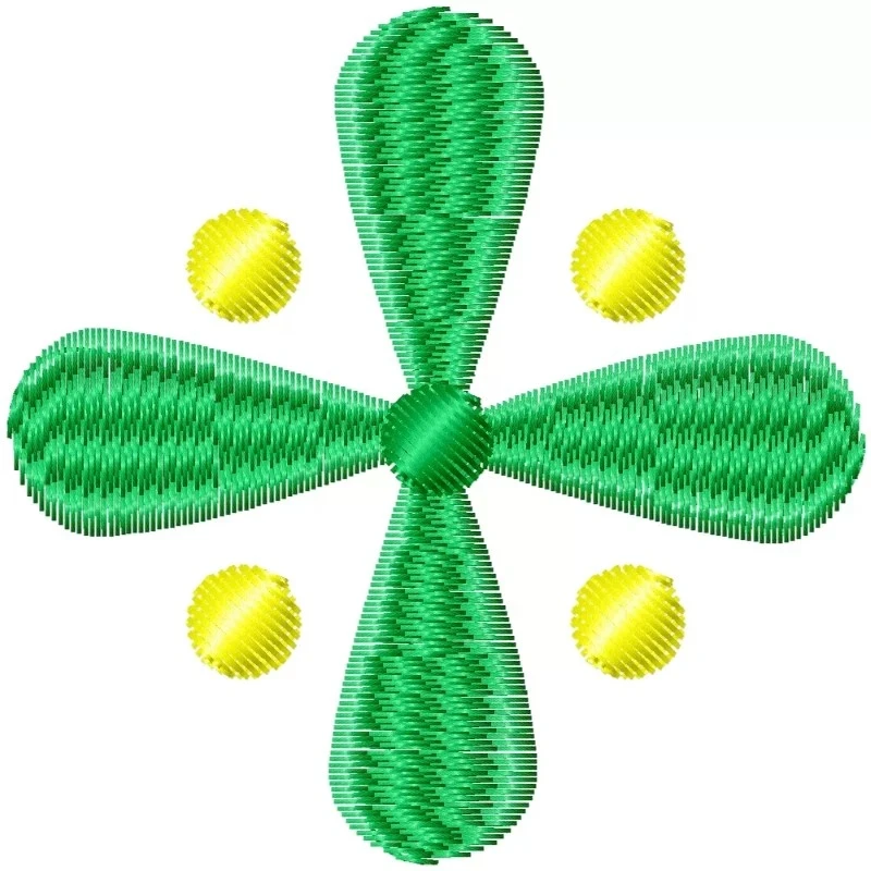 Simple Handrawn Flower Wth Four Dot Embroidery Design