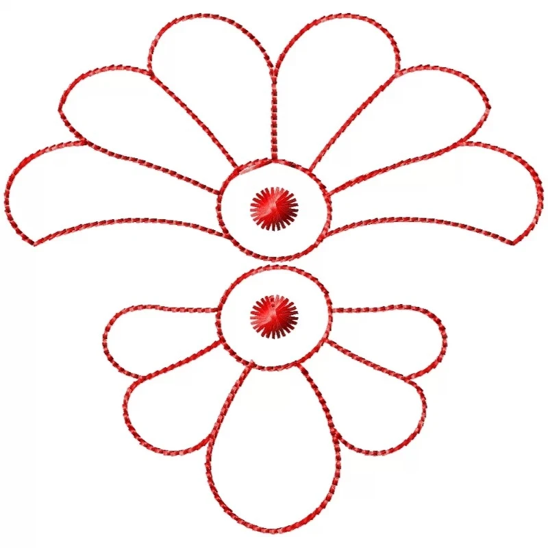Simple Outline Double Floral Embroidery Design