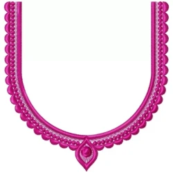 Simple Single Color U Shaped Neckline Embroidery Design