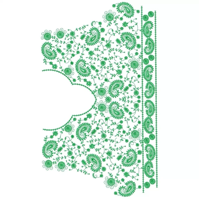 Single Color Choli Neckline Embroidery Design