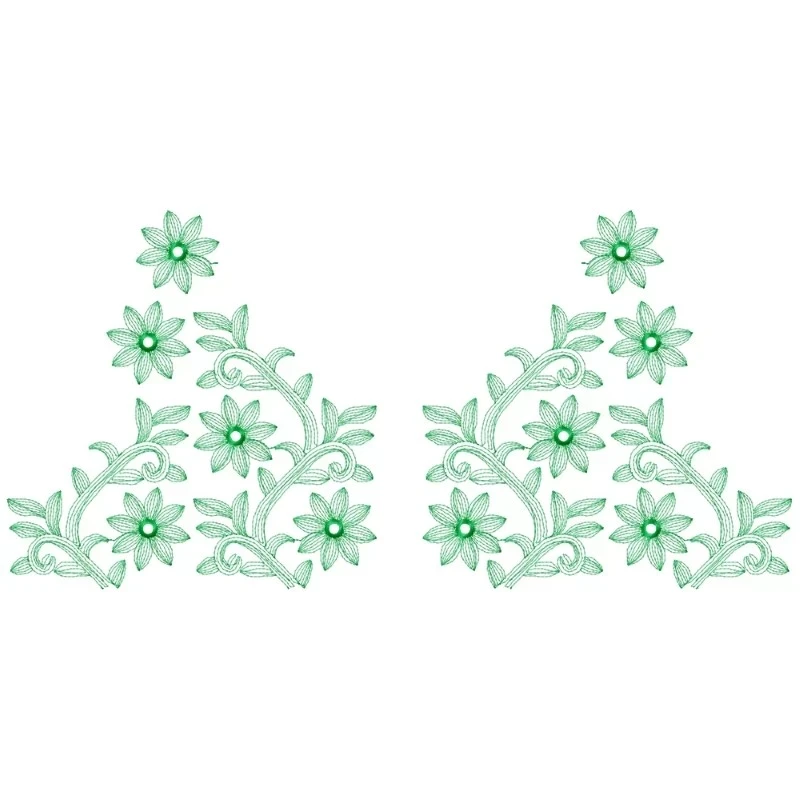 Single Color Contour Stitiches Neckline Embroidery Design