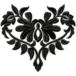 Single Color Heart Floral Embroidery Design