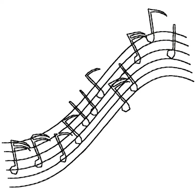 Single Color Music Icons Embroidery Design