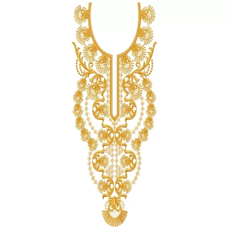 Single Color Neckline Embroidery Pattern