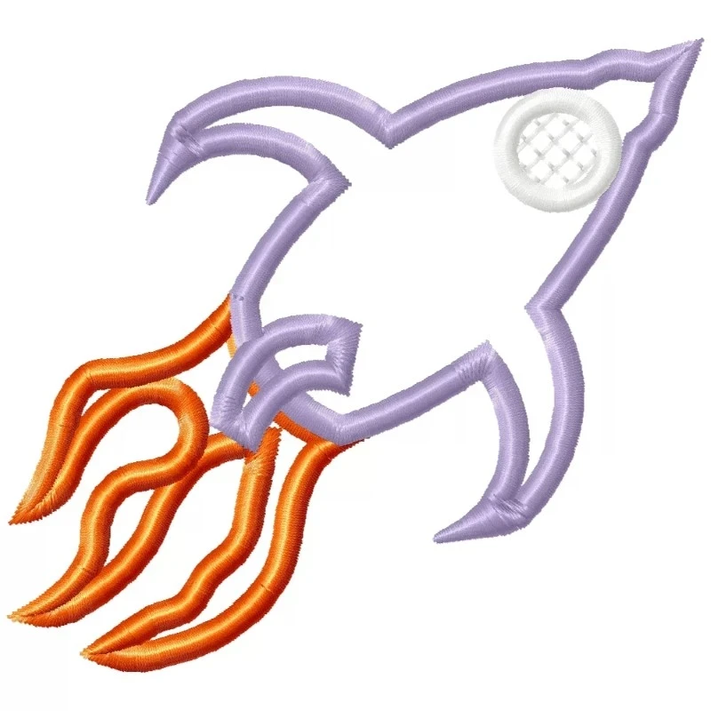 Space Rocket Outline Embroidery For Kids