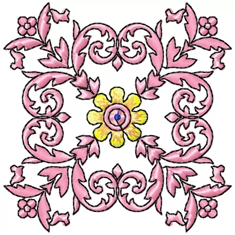 Square Floral Embroidery Design