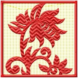 Square Quilt Block 2 Flora Embroidery Design 4x4