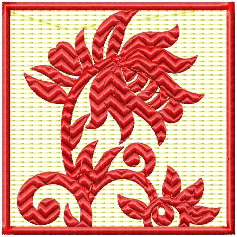 Square Quilt Block 2 Flora Embroidery Design 4x4