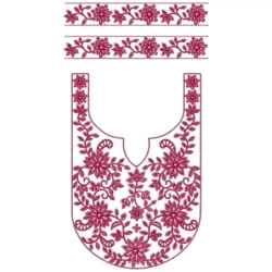 U Neckline With Border Embroidery Design