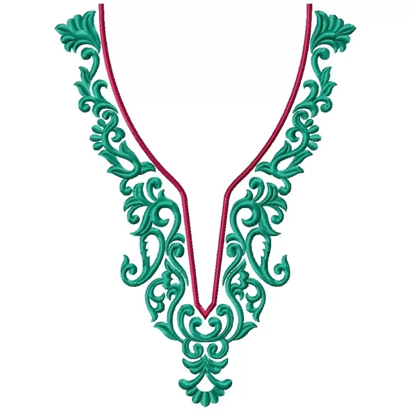 V Shaped Pakistani Neckline Embroidery Design