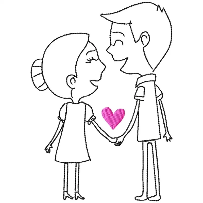 Valentine Couple Embroidery Design
