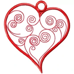 Valentine Heart Outline Keychain Embroidery Design