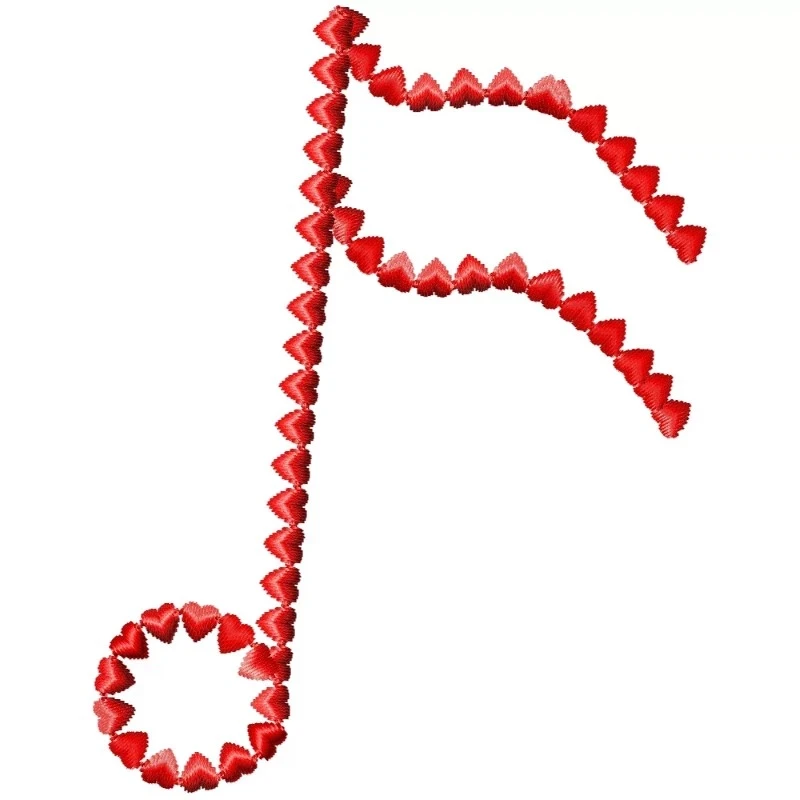 Valentine Music Note Hearts Embroidery Design