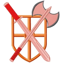 War Axe And Sword With Shield Embroidery Design