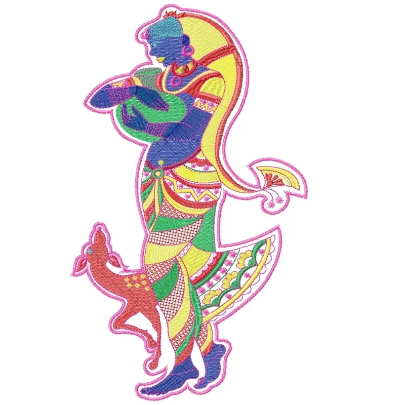 Women Figurehead With Deer Embroidery Design