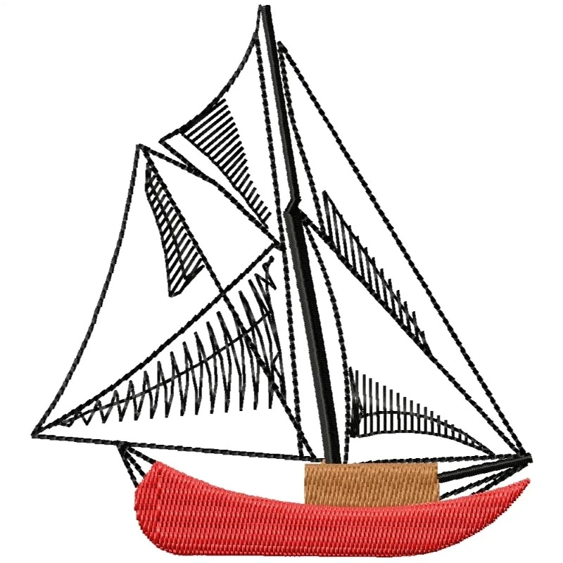 Yacht Outline Machine Embroidery Design