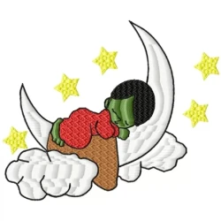 Little Angle Sleeping Moon Star Embroidery Design