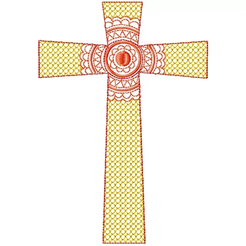 Mehndi Cross Motif Filled Floral Design