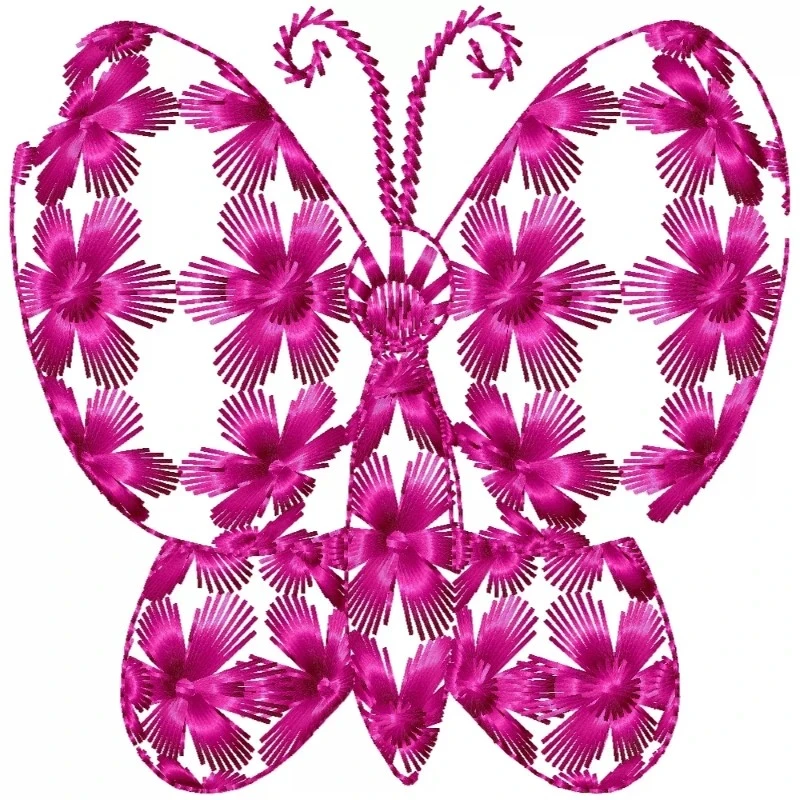Motif Filled Butterfly Embroidery Design