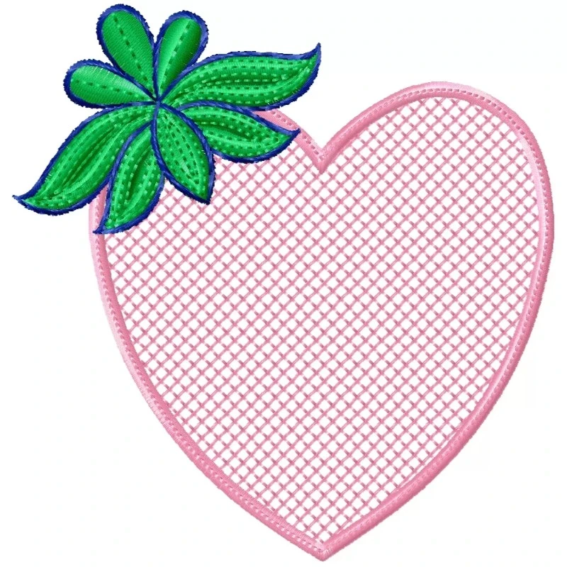 Motif Heart with Leaves Embroidery Design