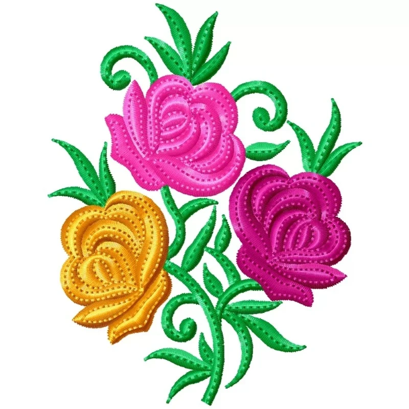 Multi Color Roses Embroidery Design