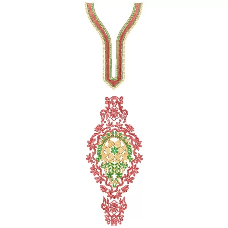 Neckline With Large Butta Embroidery Design