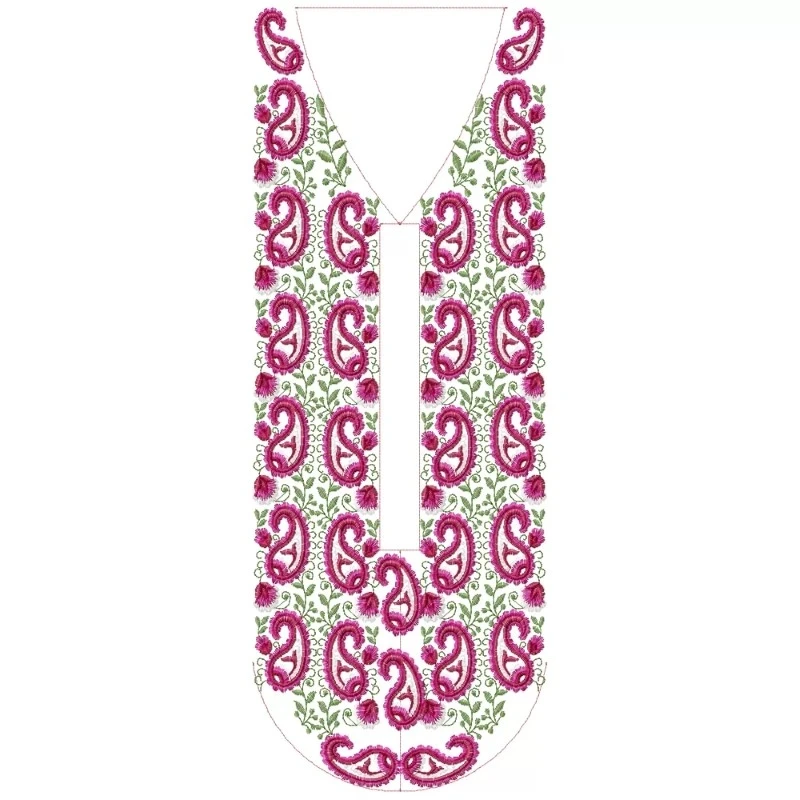 Old Paisley Embroidery Neckline Design