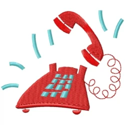 Old Vintage Ringing Telephone Machine Embroidery Design