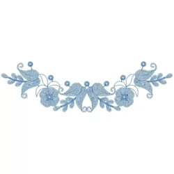 Outline Flower And Paisley Neckline Embroidery Design