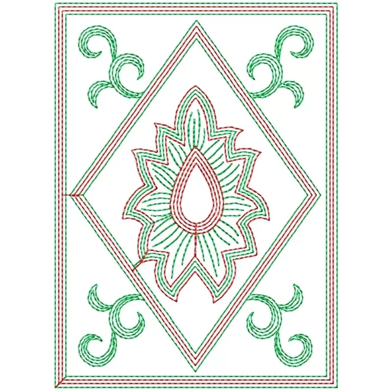 Outline Square Block Embroidery Pattern Desgin