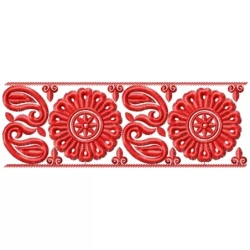 Paisley Flower Embroidery Border Design