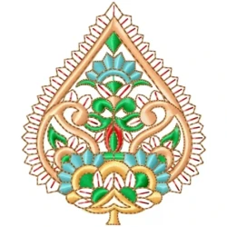 Paisley Leaf Colorful Embroidery Design
