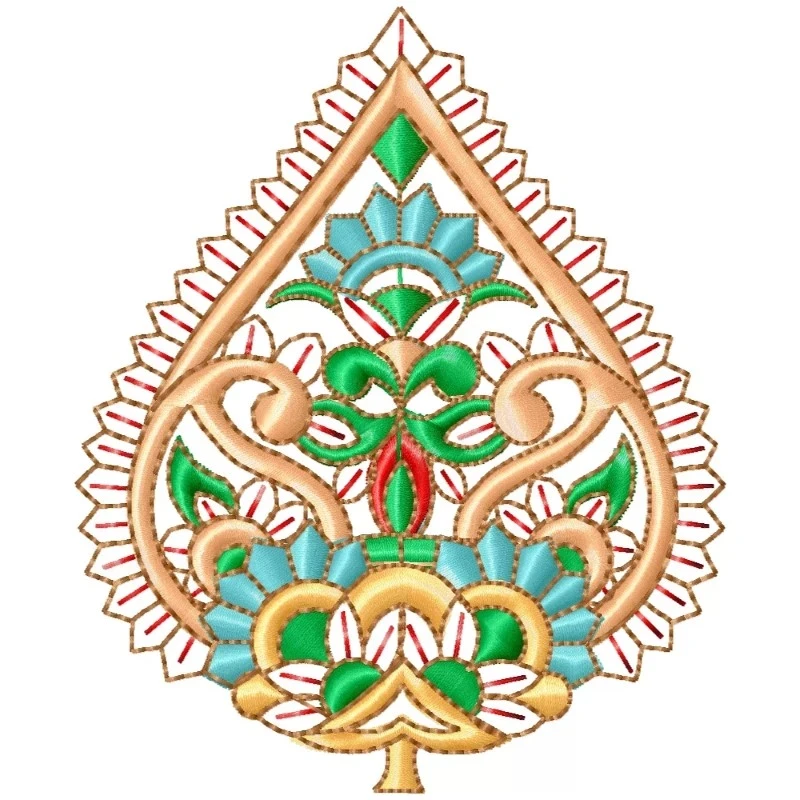 Paisley Leaf Colorful Embroidery Design