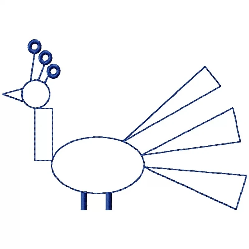 Peacock In Maths Shapes Embroidery For Kids