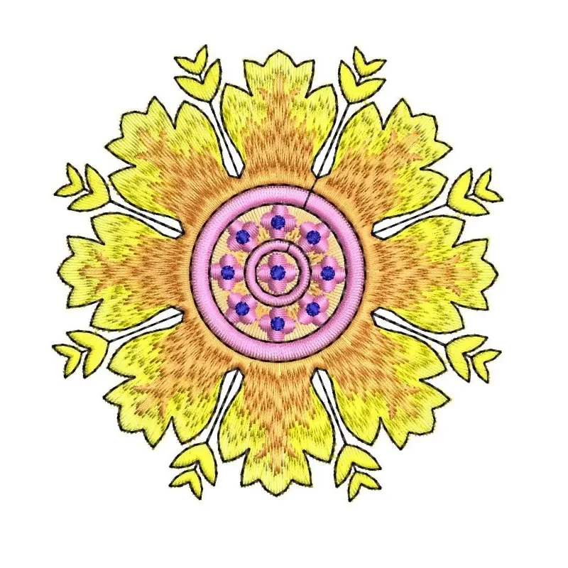 Color Blended Multi Color Floral Embroidery Design