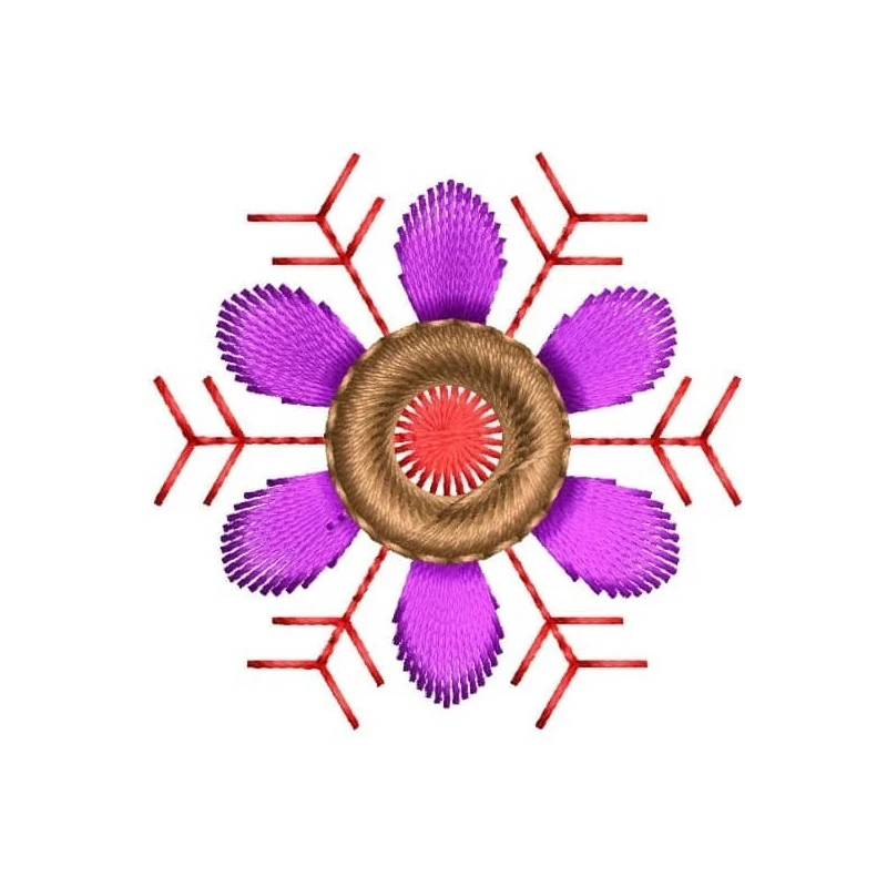2x2 Flower With Lines Embroidery Design