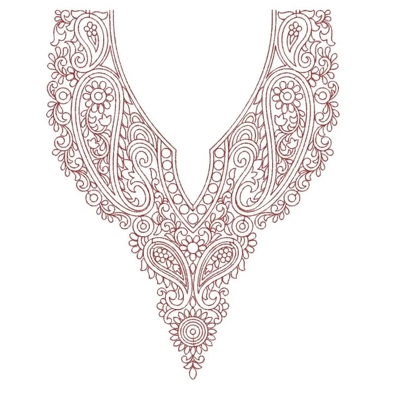 Neckline Outline Embroidery Design 8x10