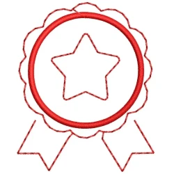 Simple Medal Ribbon Outline Embroidery Design