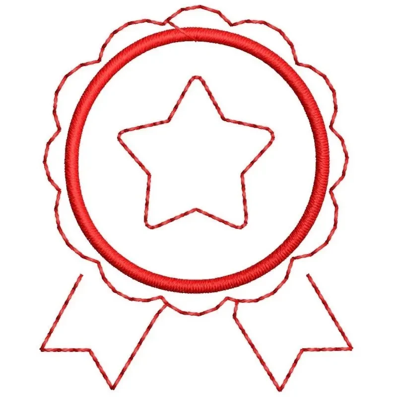 Simple Medal Ribbon Outline Embroidery Design