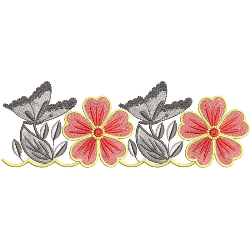 Flower Continous Border Embroidery Design