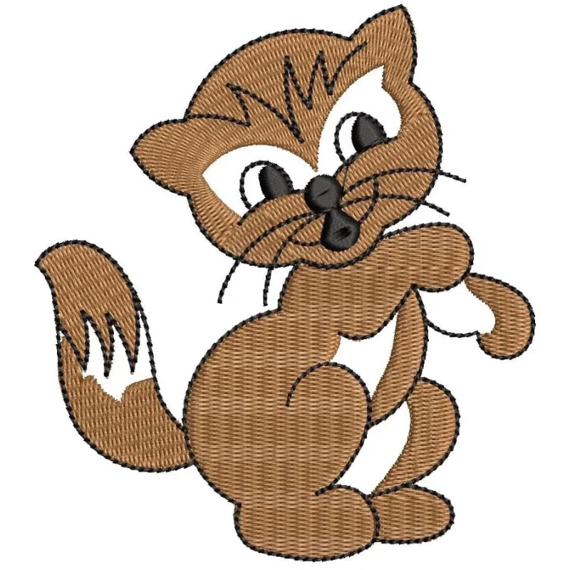 Cute Kitten Standing Embroidery Design