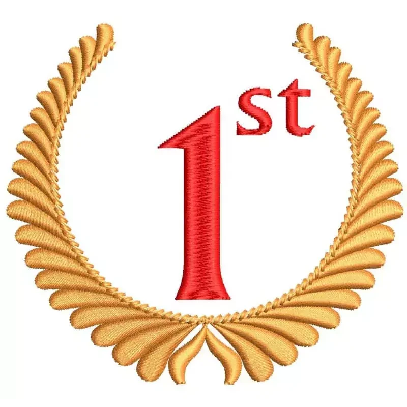 1st Rank Winner Badge Award Embroidery Design